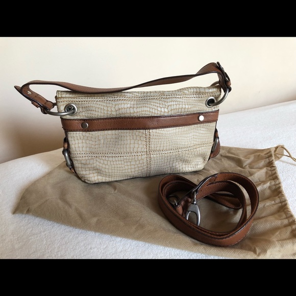 FOSSIL MADDOX SNAKE PRINT TAN/BROWN LEATHER 👜 - Picture 4 of 17